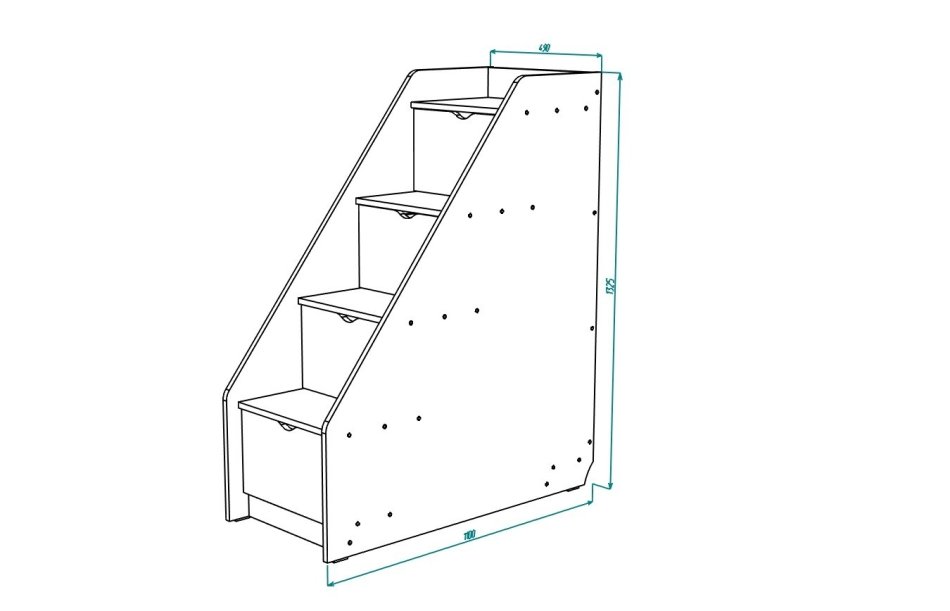 ЮНИОР 13 Комод-лестница 4 Ящика