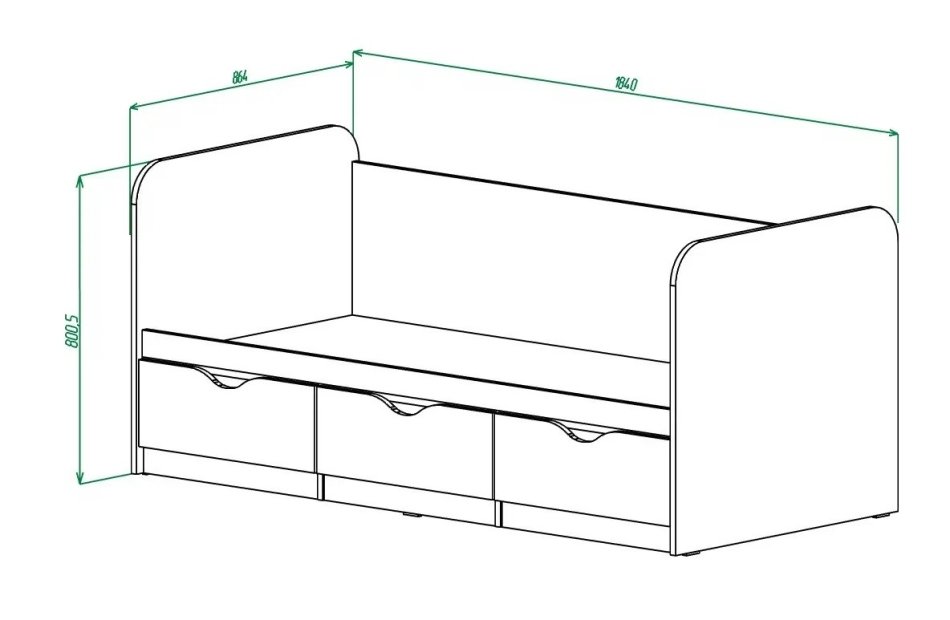 ЮНИОР 1 Кровать без бортика(80 х 180) ЮНИОР 1 Кровать без бортика(80 х 180)