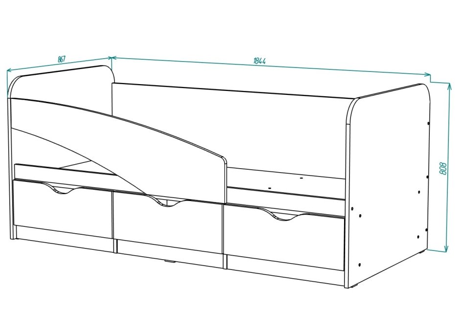 ЮНИОР  1 Кровать (80 х 180) с бортиком, Собран