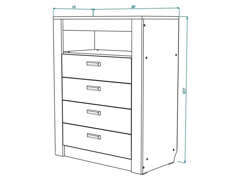 Гамма №16 комод 4 ящика 800 МЛ Гамма №16 комод 4 ящика 800 МЛ
