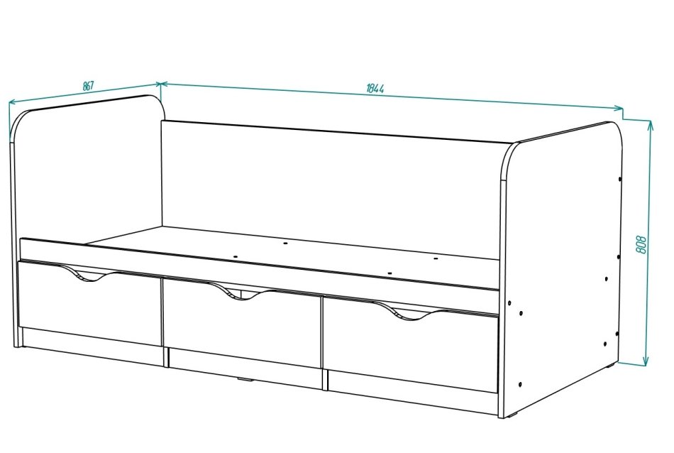 ЮНИОР  1 Кровать без бортика(80 х 180), Собран