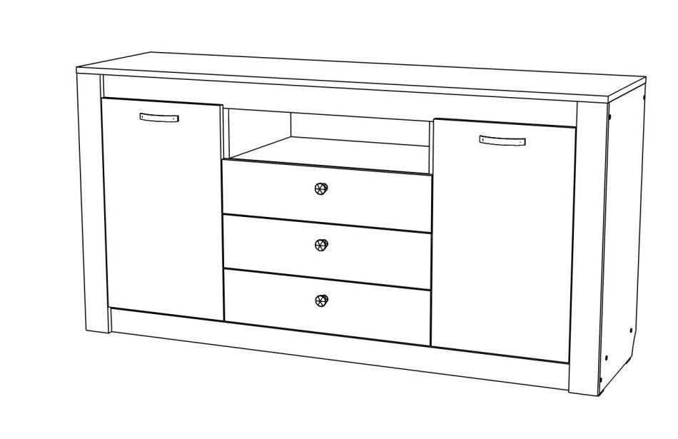 Гамма №12 комод 3 ящ 2 дв 1600 МЛ