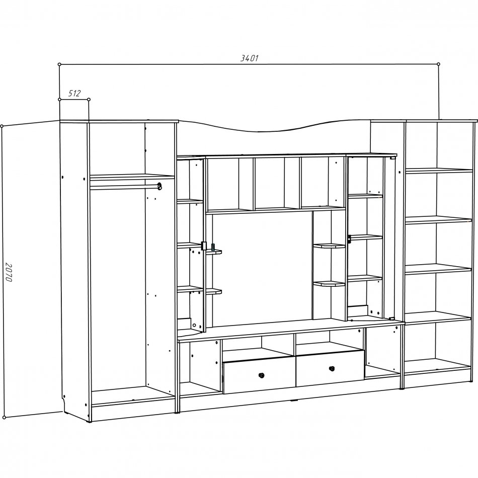 Гостиная МЛ - 7 без рисунка (3400)