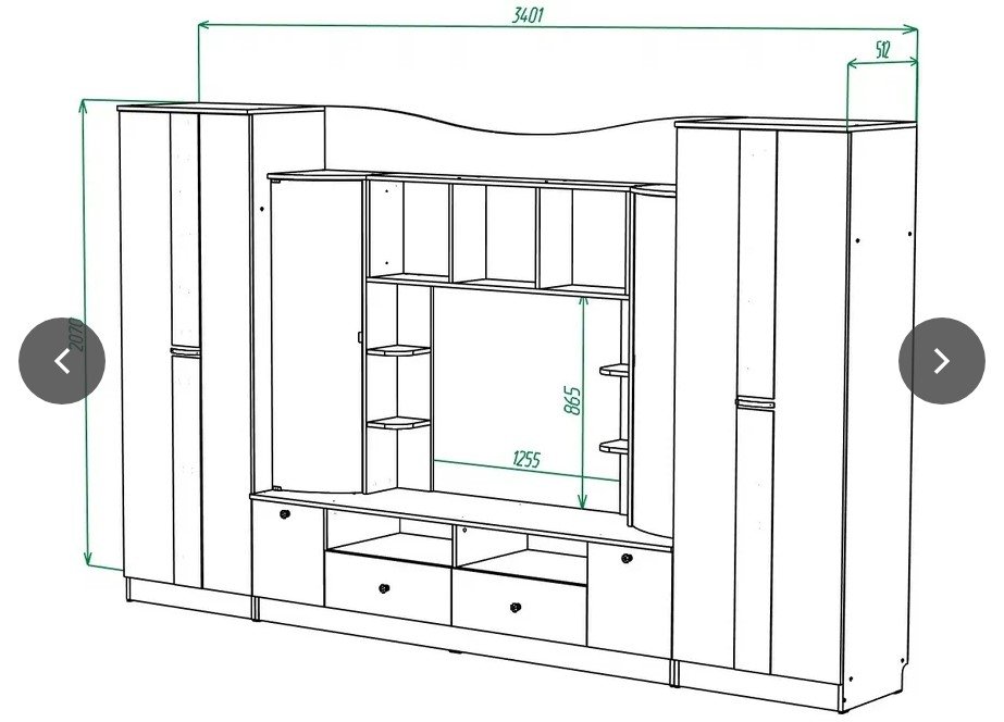 Гостиная МЛ - 7 без рисунка (3400)