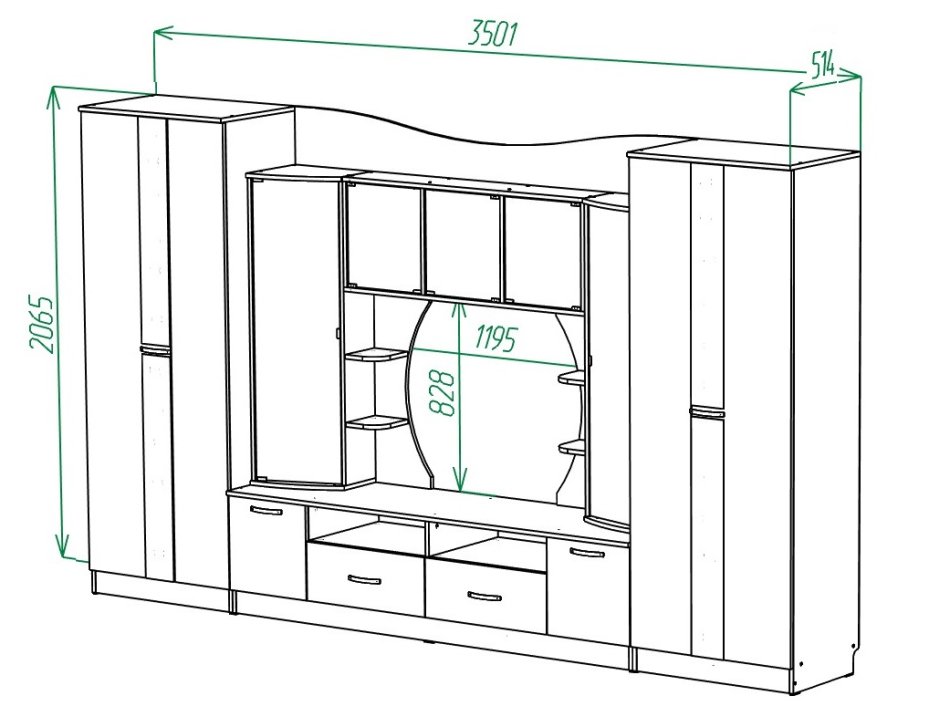 Гостиная МЛ - 8 (3500) Гостиная МЛ - 8 (3500)