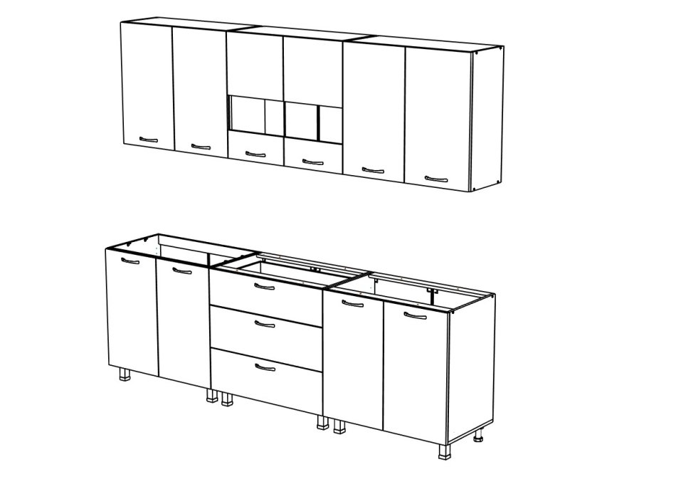 Кухня Омега - 6 (2,40м) (без столешницы) Кухня Омега - 6 (2,40м) (без столешницы)