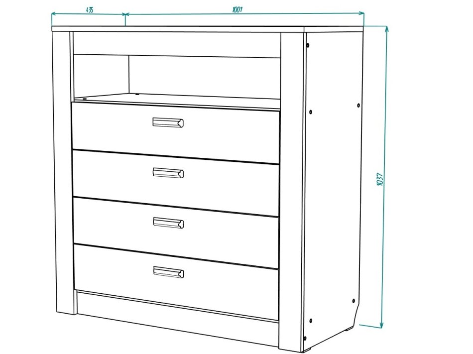 Гамма №15 комод 4 ящика 1000 МЛ Гамма №15 комод 4 ящика 1000 МЛ