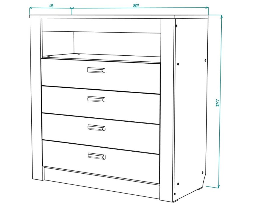 Гамма №15 комод 4 ящика 1000 МЛ, Собран Гамма №15 комод 4 ящика 1000 МЛ, Собран