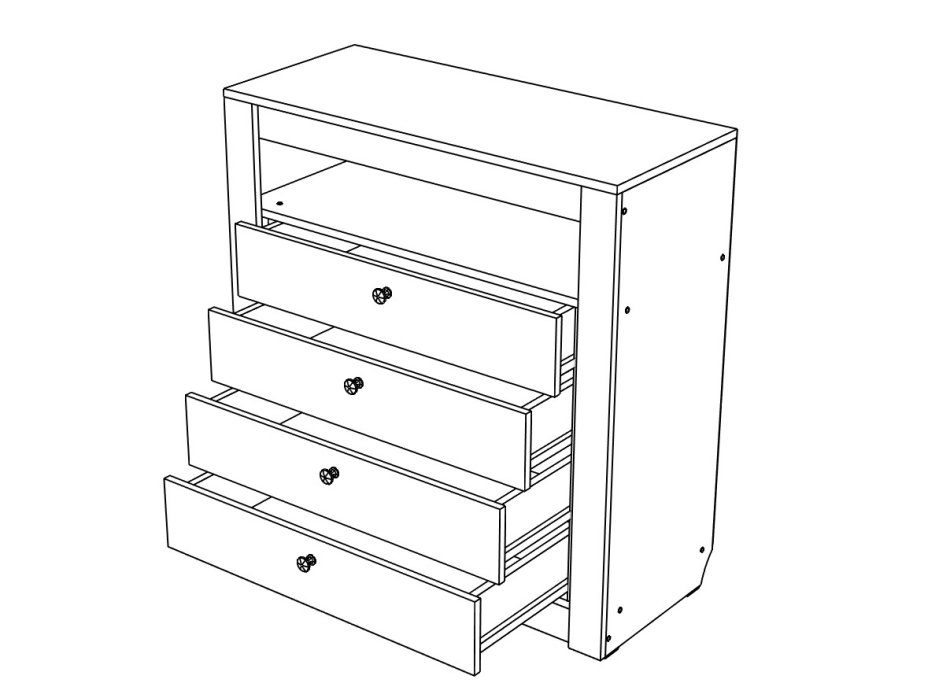 Гамма №15 комод 4 ящика 1000 МЛ, Собран Гамма №15 комод 4 ящика 1000 МЛ, Собран
