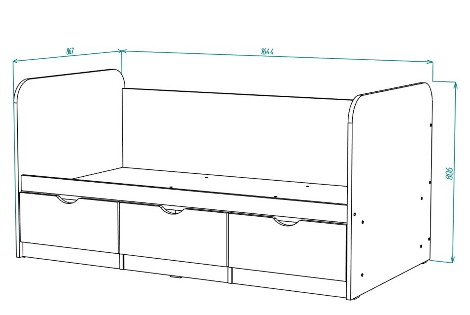 ЮНИОР 1 Кровать без бортика(80 х 160), Собран ЮНИОР 1 Кровать без бортика(80 х 160), Собран