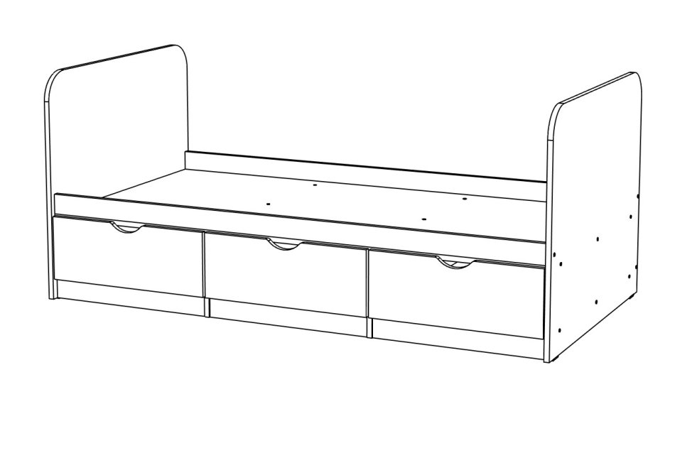 ЮНИОР  2 Кровать (90 х 200), Собран