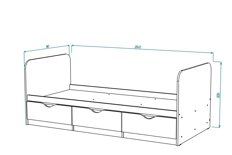 ЮНИОР  2 Кровать (90 х 200), Собран