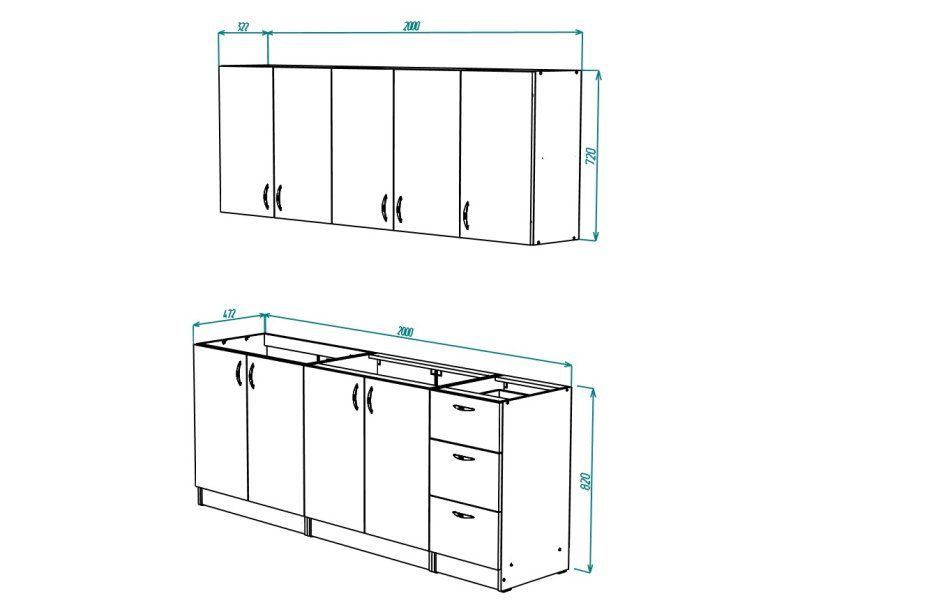 Кухня РИО (2,0м) (без столешницы) Кухня РИО (2,0м) (без столешницы)